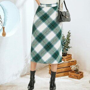 Women's Flannel Plaid Straight Vintage A Line Skirt